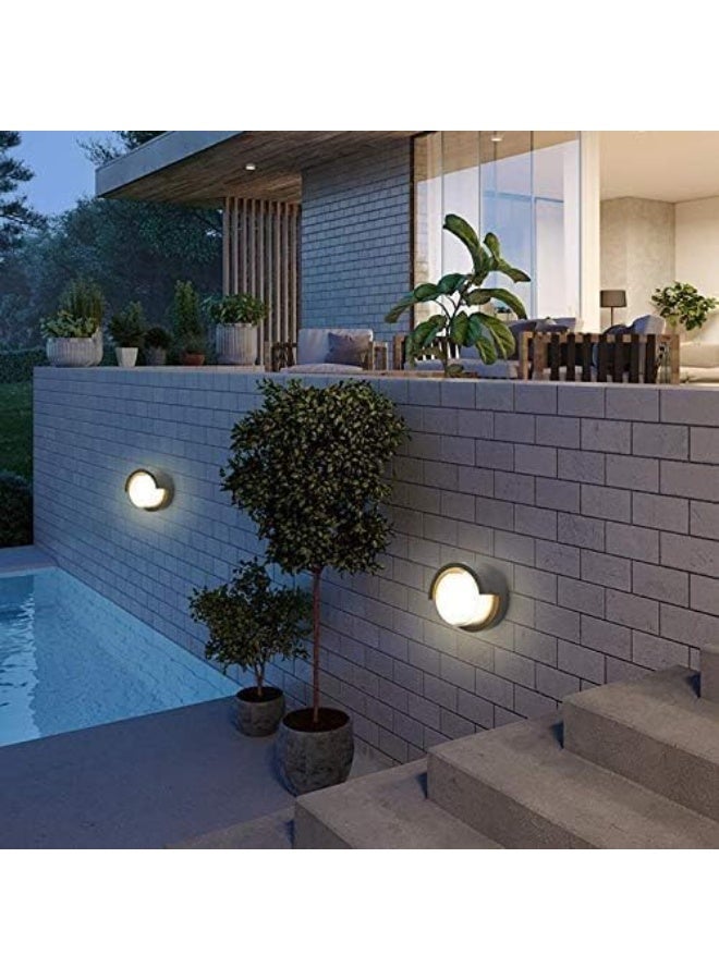 المفتاحة مصباح جداري خارجي عصري بتقنية LED من ALMIFTAH | مصباح جداري دائري من الأكريليك المقاوم للماء | أبيض دافئ 3000 كلفن | مصباح جداري خارجي مقاوم للعوامل الجوية للحديقة والفناء والشرفة - Image 3